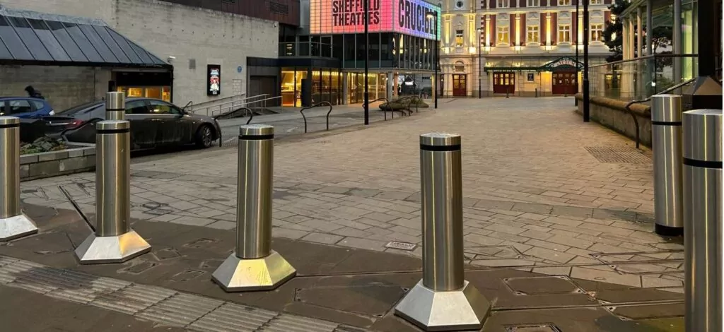Install of bollards outside Sheffield Crucible